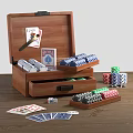 Wooden Board Game Equipment Set With Playing Cards Poker Chips Dice And Storage Case