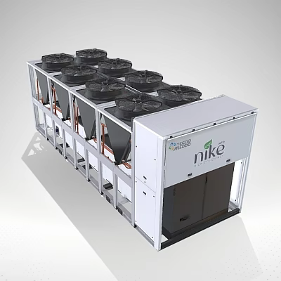 Nike Brand Industrial Cooling Unit With Multiple Black Fans And White Structure 3d model