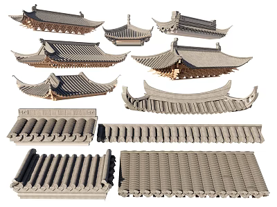 Traditional Chinese Architectural Roof Components And Tiles 3d model