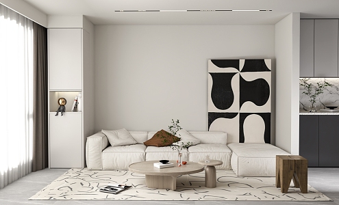 modern living room cream living room 3d model