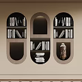 Modern Elegant Bookshelf Design In Study Room With Books And Decorative Vase