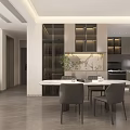 Modern Living And Dining Room Interior Design With Beige Sofa TV Wall And Floor Lamp