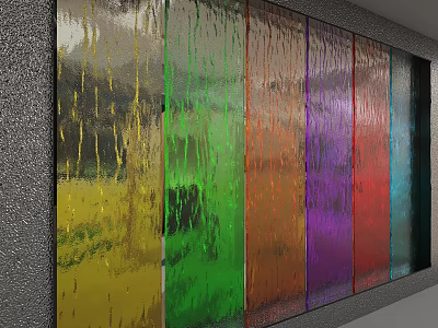 Multicolored Glass Partition With Vibrant Panels For Modern Interior Design 3d model