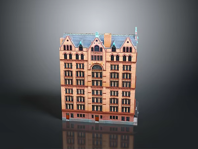Classic Multi Story Residential Building Exterior Design With Ornate Windows Decorative Roof And Brick Facade 3d model