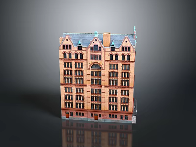Classic Multi Story Residential Building Exterior Design With Ornate Windows Decorative Roof And Brick Facade 3d model