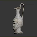 Detailed Classical Stone Sculpture With Human Head Design And Vase Shape Handle
