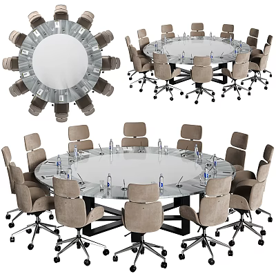 Modern Meeting Table and Chair Office Desk and Chair 3d model