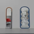 Stylish Wall Mirrors With Curved Wooden Handle And Blue Wavy Frame For Home Decor
