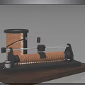 Electromagnetic Experiment Apparatus with Wooden Base Horizontal and Vertical Coils and Metal Rod Components