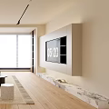Modern Living Room Interior With Beige Sofa Coffee Table TV And Large Window 3d model