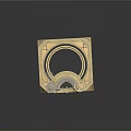 Golden Stacked Decorative Cube With Diamond Pattern Textured Surface And Black Circular Top