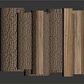 Stacked Natural Wood And Stone Materials With Various Cut Shapes And Textures