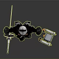 White Haired Female Character With Black Outfit Holding Mechanical Creature And Yellow Object