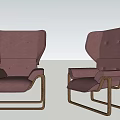 Stylish Pink Single Sofa With Upholstered Design And Modern Wooden Frame