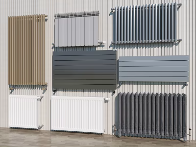 A Collection Of Home Radiators In Different Styles And Colors 3d model