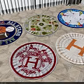Round Rugs With Various Decorative Patterns Including Sports Fruits Nautical And Letter H Designs
