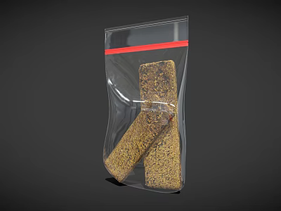 Decorative Ornament Set In Transparent Zip Lock Bag Featuring Red Sealing Strip And Dried Strips 3d model