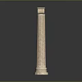 Elegant Classical Fluted Marble Column With Ornate Capital And Green Accents