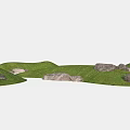 Garden Ornaments Set In Lush Green Grass With Natural Stones For Landscaping