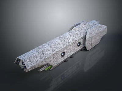 Advanced Cosmic Spaceship With Textured Hull And Circular Windows For Deep Space Exploration 3d model