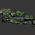 Moss Covered Rock Sculpture With Circular Clock Frame And Artistic Design