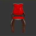 Classic Wooden Armchair With Red Cushioned Seat Backrest And Sturdy Armrests
