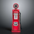 Vintage Red Route 66 Gas Pump With Classic Logo And Number Sign