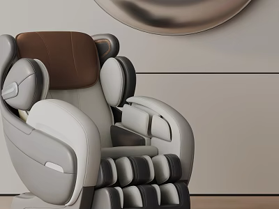 Modern Ergonomic Grey Brown Leather Massage Chair With Comfortable Backrest And Massage Rollers 3d model