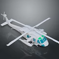 Detailed White Helicopter Model With Green Windows And Dark Background Reflection 3d model