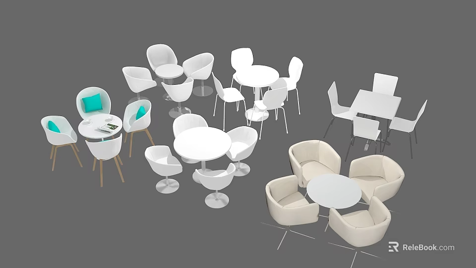 Elegant Light Luxury Sectional Sofa With Beige Fabric And Round Coffee Table 3d model 