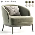 Light Green Leisure Chair With Striped Pillow Dark Legs And White Round Decor