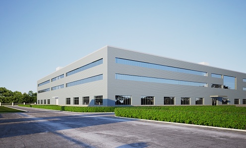 Modern workshop warehouse building 3d model