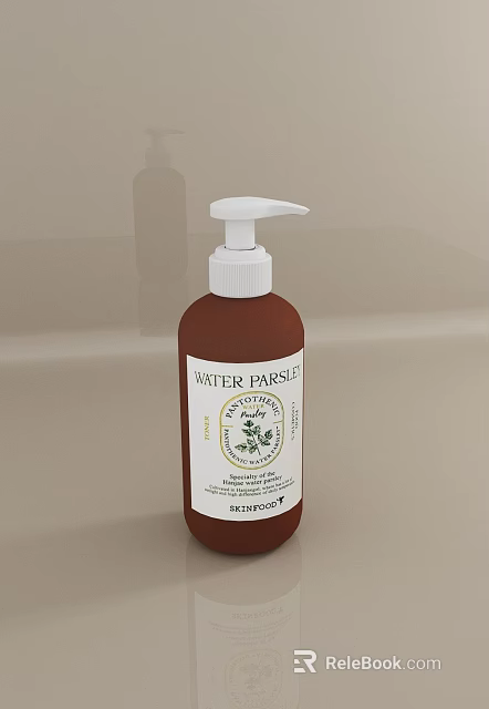 Hand Wash With Water Parsley And Shea Butter In Brown Bottle With Pump Dispenser 3d model 