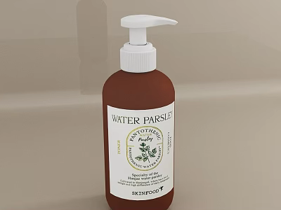Hand Wash With Water Parsley And Shea Butter In Brown Bottle With Pump Dispenser 3d model