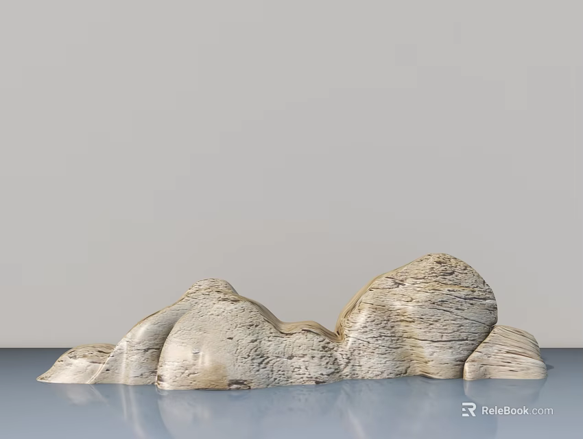 Natural Style Stone and Wood Sculpture with Intricate Textures and Modern Decorative Design 3d model 