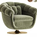 Luxury Green Velvet Accent Chair With Padded Backrest Armrests And Gold Metal Base