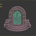 Ancient Stone Archway With Intricate Carved Door And Stepped Base 3d model