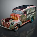 Rustic Green Red Continental Bakery Vintage Truck With Old Design And Blue Wheels