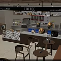 Warm Modern Coffee Shop Interior With Bakery Display Counter Comfortable Seating And Soft Ambient Lighting