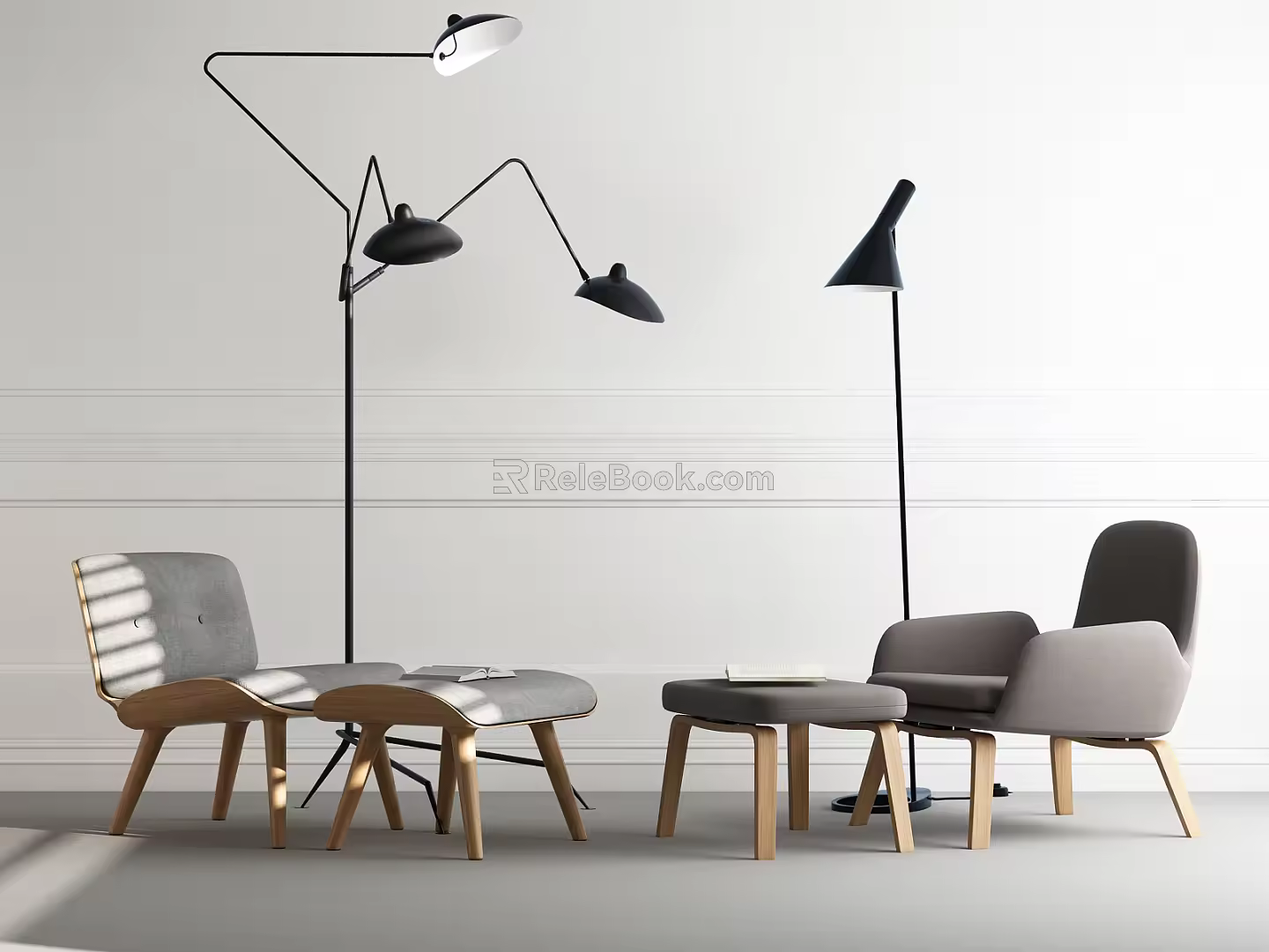 Nordic Sofa Chair Sofa Floor Lamp 3d model