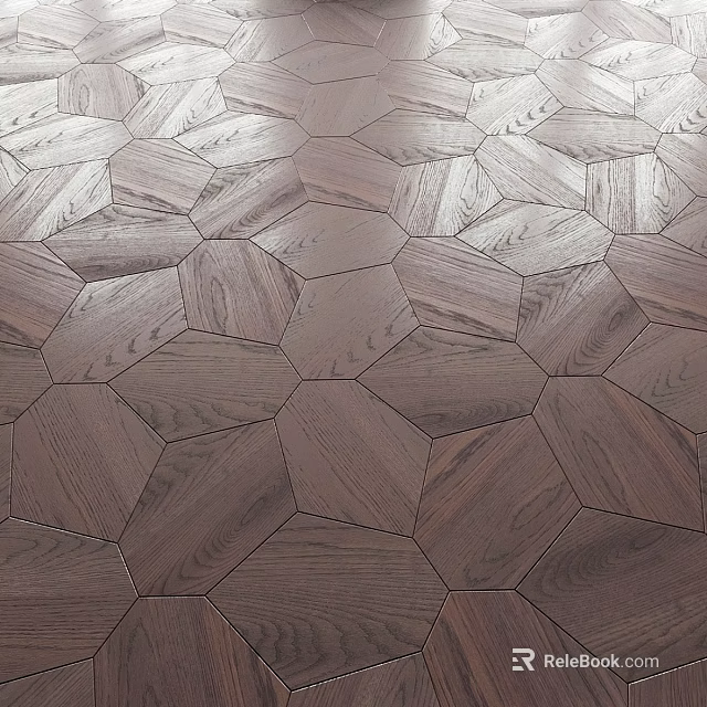 Hexagonal Wooden Floor Components With Natural Grain And Interlocking Design 3d model 