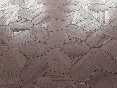Hexagonal Wooden Floor Components With Natural Grain And Interlocking Design 3d model