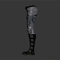 Distressed Gray Jeans With Leather Belt And Knee High Combat Boots