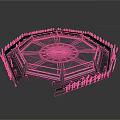 Octagon Fighting Cage Arena With Surrounding Audience And Seating Structure