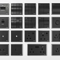 Modern Black and Brown Switch Panels with Various Designs and Styles 3d model