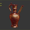 Golden Decorative Pitcher With Intricate Patterns Handle And Spout Design 3d model