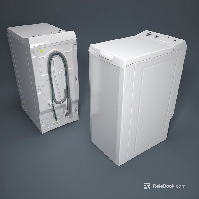 Modern White Washing Machine Design With Front View And Rear Components 3d model