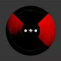 Red And Black Punching Bag Design With Hanging Chain On Dark Background