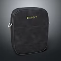 Black DAMYS Square Bag With Silver Strap Zipper Closure And Front Pocket