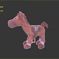 Cute Orange Plush Horse Toy With Brown Mane Tail Blue Saddle Logo And White Hooves